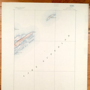 Antique Passage Island & Isle Royal on Lake Superior, Michigan 1895 US Geological Survey Topographic Map — Bay Island, Duncan Bay, Gull, MI