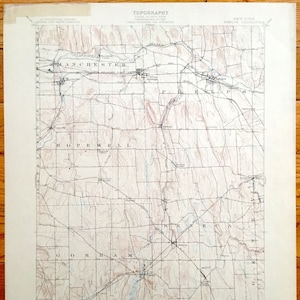 Antique Phelps, Nueva York 1902 Mapa topográfico del Servicio Geológico de EE. UU. - Clifton Springs, Manchester, Shortsville, Seneca, Gorham, Hopewell, NY