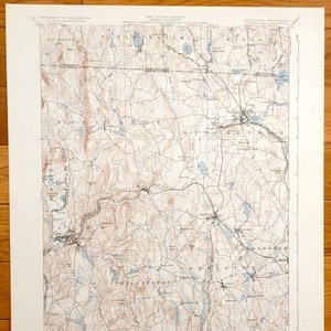 Carte topographique antique de Winchendon, Roylaston, Athol, Templeton, Massachusetts 1935 US Geological Survey – Fitzwilliam, New Hampshire MA NH