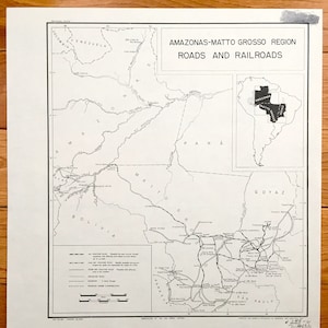 Antike Amazonas-Matto Grosso Region 1943 Ehemals Sperrgebiet der US Regierung