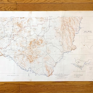 Mapa topográfico del antiguo Parque Nacional Big Bend, Texas, 1980, Servicio Geológico de Estados Unidos: pico Emory, montañas Chisos, Río Grande, Panther Junction