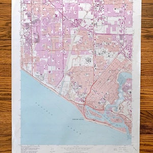 Antique Newport Beach, Californie 1965 US Geological Survey Carte topographique – Huntington, Balboa, Corona del Mar, Santa Ana Orange County CA