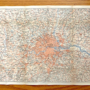 Antik 1906 London Karte von Baedekers Atlas – Middlesex, Essex, Surrey, Kent County, Buckingham, Westminster, England, Großbritannien, UK