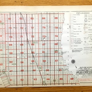 Antique Manhattan, New York Index Page Map from Bromley's 1925 Manhattan Land Book – 14th Street, 59th, Union Square, Madison, Soho, Village