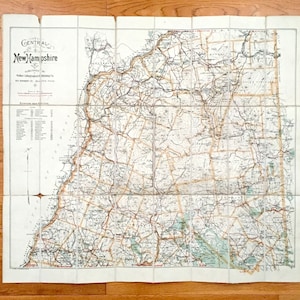 Antike Central New Hampshire 1916 George H Walker & Co Automobile Karte – White Mountains, Winnipesaukee, Squam, Neufundsee, Hannover, NH