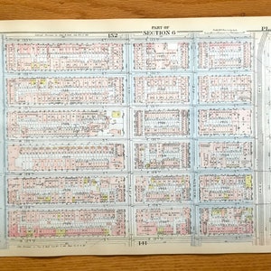 Antique Manhattan, New York City Map from Bromley's 1925 Manhattan Land Book – East Harlem, Harlem River, Park Avenue, Lexington Ave, NYC NY