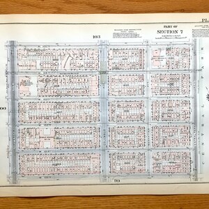 Antike Manhattan, New York Stadtplan aus Bromleys 1925 Manhattan Land Book – Upper West Side, Central Park, Manhattan Valley Riverside NYC