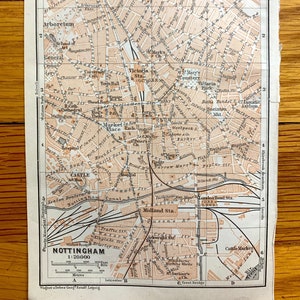 Antik 1906 Nottingham, England Karte von Baedekers Atlas von Großbritannien – Nottinghamshire, East Midlands, Radford, Lenton, The Park, UK