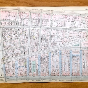 Antike Karte von Manhattan, New York aus Bromley's 1925 Manhattan Land Book – Greenwich Village, NoHo, Bowery, Alphabet City, Lower East Side