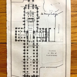 Antik 1906 Winchester Cathedral, England Karte von Baedekers Atlas of Great Britain – Hampshire, South Downs, Twyford, Kings Worthy
