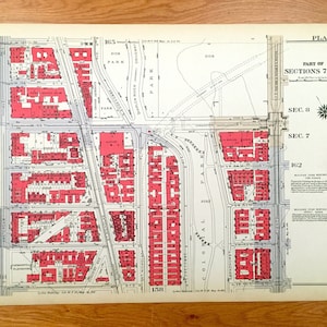 Mapa antiguo de Manhattan, Nueva York del Manhattan Land Book de Bromley de 1934 - Harlem, Hamilton, Washington Heights Jackie Robinson Park NYC