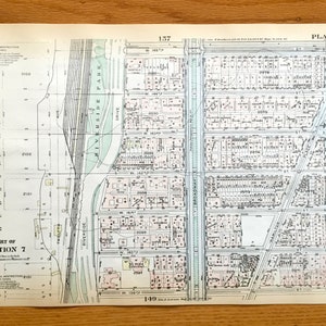 Mapa antiguo de Manhattan, ciudad de Nueva York del libro de tierras de Manhattan de 1925 de Bromley: Hamilton Heights, Riverside, Harlem CUNY St Nicholas Park NYC