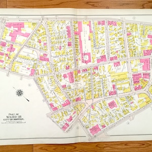 Antiguo 1906 Roxbury, Massachusetts Mapa de GW Bromley Atlas – Boston, Condado de Suffolk, Fort Hill, Dudley Square, Malcolm X, John Eliot, MA