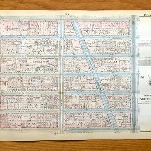 Antique Manhattan, New York Carte du Manhattan Land Book de Bromley de 1925 – Chelsea, NoMad, Koreatown, Midtown South Central, Rose Hill NY NYC