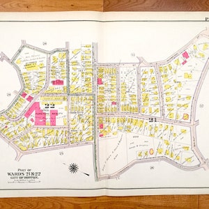 Antiguo 1906 Roxbury, Massachusetts Mapa de GW Bromley Atlas – Boston, Condado de Suffolk, Washington Square, Walnut Park, Highland Townsend MA