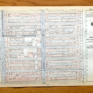 Antike Manhattan, New York Stadtplan aus Bromleys 1925 Manhattan Land Book – Upper West Side, Central Park, Riverside, West End NYC NYC NY