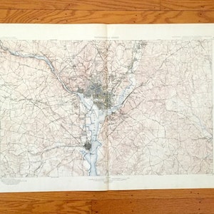 Antieke topografische kaart US Geological Survey 1900, Washington, DC – Capitol Hill, Georgetown, Alexandrië, Bethesda, Rock Creek Park, MD