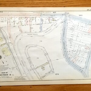 Antique Manhattan, New York Mappa dal libro di Manhattan del 1925 di Bromley - Inwood Hill, Isham Park, Hudson River Parkway, Cloisters NYC NY