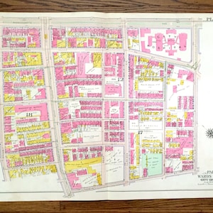 Antik 1908 South End, Boston Massachusetts Karte von G.W. Bromley Atlas – South of Washington, Harrison Lenox, BU Medical Campus, MA