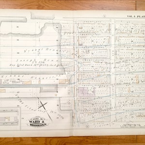 Antike Greenwood Heights, Brooklyn 1880 GM Hopkins Atlas Karte – New York City, South Slope, Friedhof, Gowanus Kanal, Sunset Park Ave NY NYC