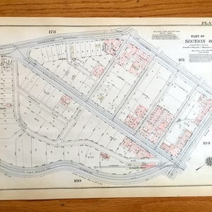 Antique Manhattan, New York City Map from Bromley's 1925 Manhattan Land Book - Fort George, Inwood, Highbridge Park, Sherman Creek, Dyckman