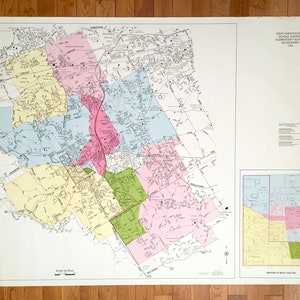 Antik West Chester, Pennsylvania 1983 WALL SIZE Elementary School District Street Map – Borough, County, Winden, Goshen, Caswallen, pa