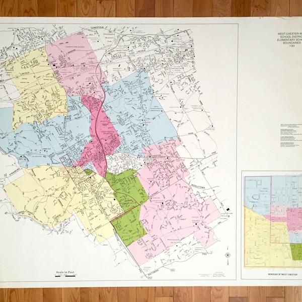 West Chester Borough Map Pa Etsy