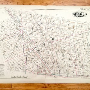 Antik Williamsburg, Brooklyn 1880 GM Hopkins Atlas Karte – New York City, East, Broadway Triangle, Flushing, Bushwick, Graham Avenue, NY NYC