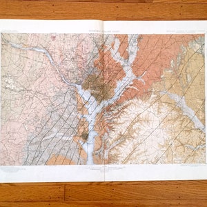 Antike Washington, DC 1900 US Geologische Untersuchung Topographische Karte – Cappol Hill, Georgetown, Alexandria, Bethesda, Rock Creek Park, Maryland