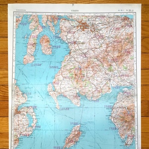 Antique SOVIET Écosse, Angleterre et Irlande Carte de l’enquête de l’armée russe de 1966 – Glasgow, Édimbourg, Belfast, Île de Man, Lake District, Ayr, Royaume-Uni