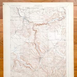 Antique Cattaraugus, New York 1923 US Geological Survey Topografische Kaart – Erie County, Gowanda, Perrysburg, East Otto, Little Valley, NY