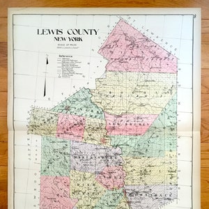 Antique Lewis County, New York 1911 New Century Atlas Kaart – Lowville, Port Leyden, Lyons Falls, Kopenhagen, Harrisville, Croghan, Diana, NY