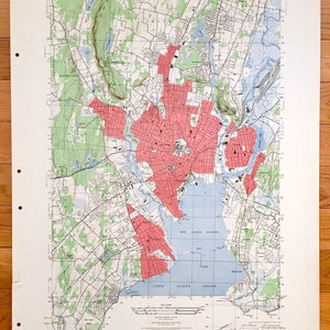 Antique New Haven, Connecticut 1943 US Geological Survey Carte topographique - New Haven County, Milford, West Haven, Brightview, Hamden, Orange
