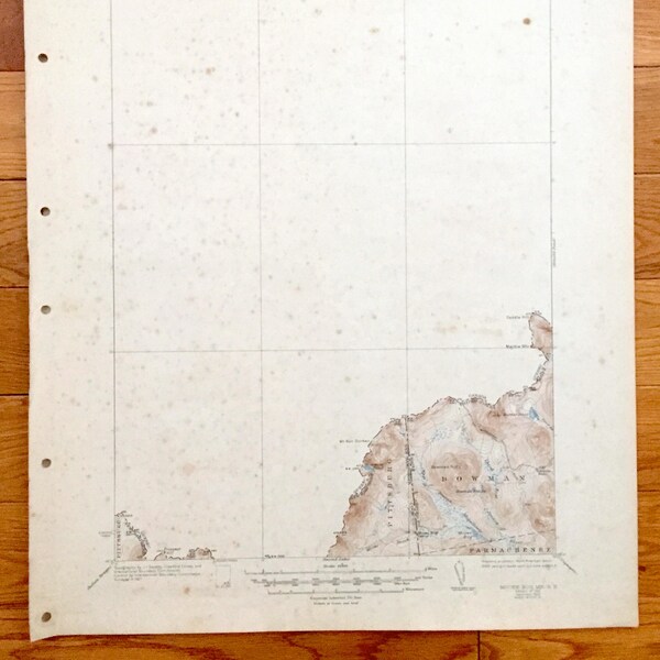 Antique Bowman, Maine & Pittsburg, New Hampshire 1931 US Geological Survey Topographic Map – Moose Bog, Coos, Oxford County, Parmachenee NH