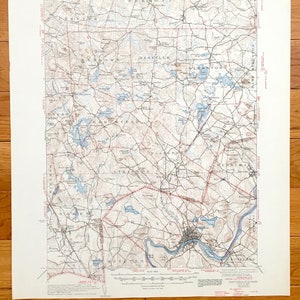 Antique Haverhill, Massachusetts 1935 US Geological Survey Topographic Map – Merrimac, Methuen, Rockingham County, New Hampshire, MA NH