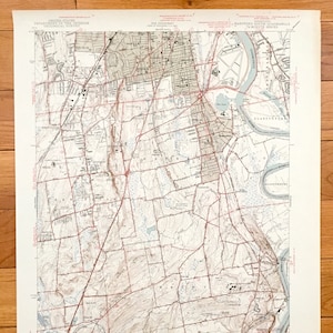 Antique Hartford, Connecticut South 1944 US Geological Survey Topographic Map - Glastonbury, Newington, Rocky Hill, Cromwell, Wethersfield