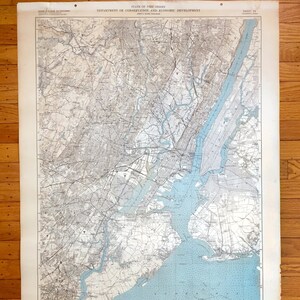 Antieke New Jersey & New York 1880 Afdeling Economische Ontwikkeling Topografische Kaart – Manhattan, Brooklyn, Queens, Staten Island, Jersey City