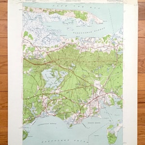 Antiker Hyannis, Massachusetts 1950 US 1950- 1950 us-amerikanisches Kartographie-Landkarte – Barnstable County, Cape Cod, Yarmouth, Englewood, Centerville, MA