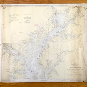 Antica mappa nautica della Chesapeake Bay del 1938 della Guardia costiera statunitense: Baltimora, Havre de Grace, Rock Hall, Eastern Shore, Elk Neck, Patapsco River, MD