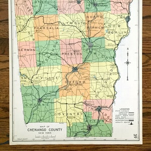 Antiker Chenango County, New York 1941 Historische Atlas Karte – Norwich, Oxford, Afton, Bainbridge, Sherburne, Greene, New Berlin Coventry NY