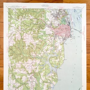 Antike Mobile, Alabama 1940 US Geological Survey topographische Karte – Baldwin County, Prichard, Chickasaw, Crichton, Dog River, Irvington, AL