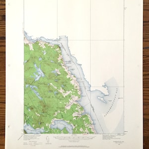 Antiker Robbinston, Maine 1929 US-Stadtplan – Washington County, Calais, Boyden Lake, Pennamaquan, St Croix River ME