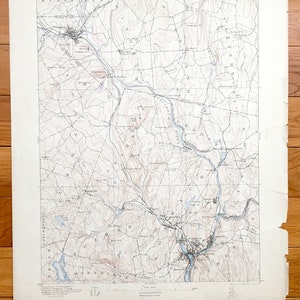 Antique Norwich, Connecticut 1892 US Geological Survey Carte topographique – Willimantic, Windham, Franklin, Sprague, Canterbury, Preston
