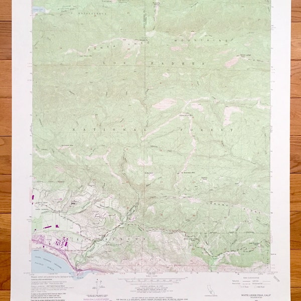 Antique White Ledge Peak, California 1952 US Geological Survey Topographic Map – Santa Barbara, Ventura County, Los Padres National Forest