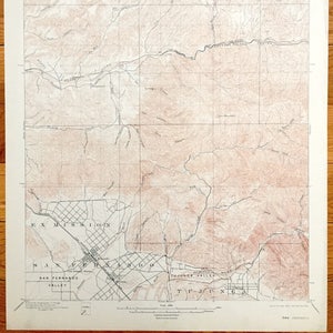 Antike San Fernando, Los Angeles, Kalifornien 1900 US Geologische Übersicht Topographische Karte - Ex Mission Pacoima Sunland Tujunga San Gabriel CA