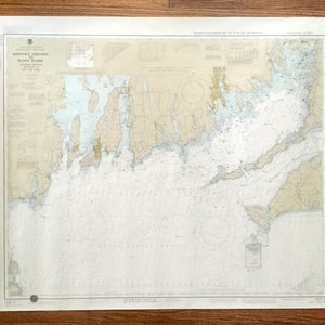 Antique Marthas Vineyard to Block Island 1962 Mapa náutico de la Guardia Costera de EE. UU. – Massachusetts, Rhode Island, Cape Cod, Woods Hole, Newport RI MA