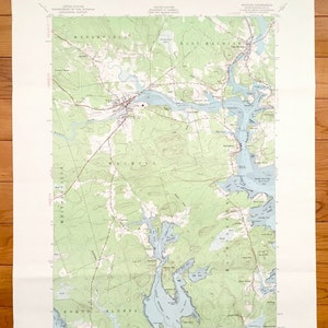 Antik Machias, Maine 1949 US Enymische Landkarte – Washington County, Marshfield, Whitneyville, Hoyttown, Larrabec, Kennebec
