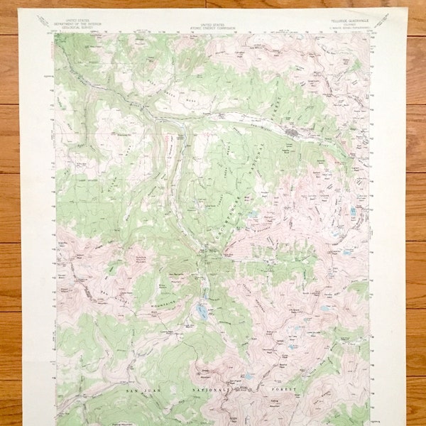Antique Telluride, Colorado 1955 US Geological Survey Topographic Map – Condado de San Miguel, Campana de la Libertad, Pandora, Bosque Nacional Uncompahgre