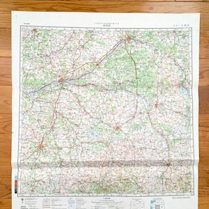 Antiguo SOVIET Central France 1965 Russian Army Survey Map – Tours, Orleans, Poitiers, Bourges, Limoges, Centre-Val de Loire, Blois Limousin