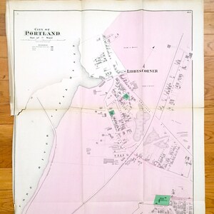Antike 1871 Portland, Maine Karte von F.W. Beers Atlas von Cumberland County – Libbytown, Libby es Corner, Parkside, Oakdale, Parkside, Fore